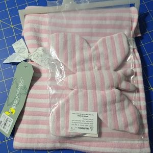 Peacock Alley knitted baby blanket and toy